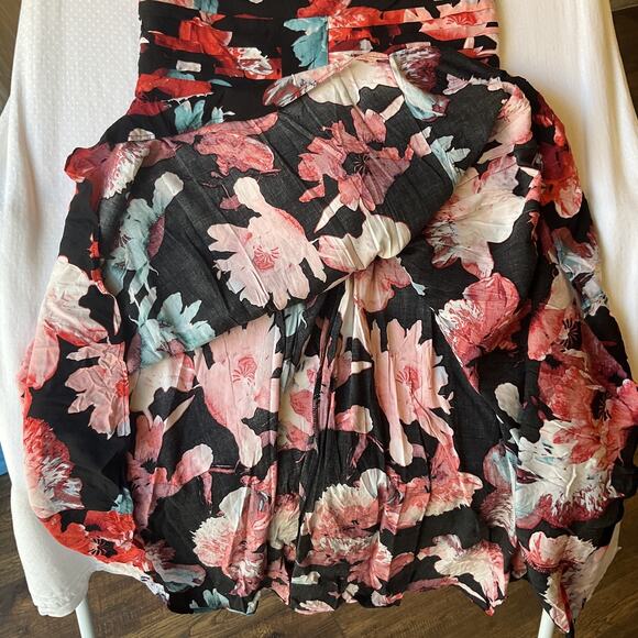 Eva Mendes New York Company Women Midi Dress 8 Black Floral Fit Flare Sleeveless - Picture 9 of 11